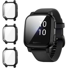 Suoman 3-Pack Screen Protector Case for Garmin Venu Sq/Venu Sq Music, Full Coverage Protective TPU Bumper Cover Case for Venu Sq Music/Venu Sq GPS Smartwatch