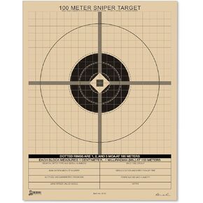 Rite in the Rain 100 Meter Sniper Target, 8.5" x 11", Tan, MILLIRADIANS, Improved A8, True MOA 100 Sheet Pack (No. 9131)