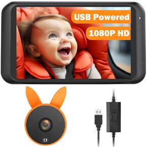 USB Car Camera for Baby : 4.5" Baby Car Camera with 1080P Crystal Clear Mirror View, Easy Installation Carseat Camera Rear Facing Kids, HD IR Night Vision Backseat Camera