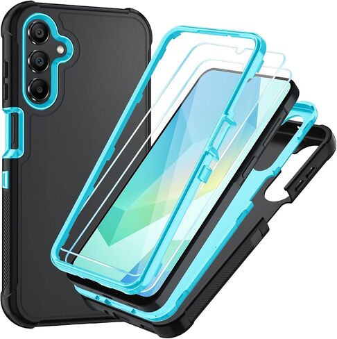 for Samsung Galaxy A16 5G Case : 3-Layer Shockproof Phone Cover with HD Screen Protector,Hybrid Protective Military-Grade Drop Protection for Galaxy A16 5G Phone Case (Black/Black) in Saudi Arabia