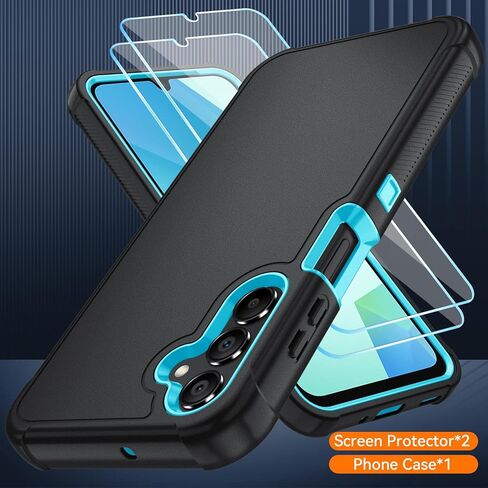 for Samsung Galaxy A16 5G Case : 3-Layer Shockproof Phone Cover with HD Screen Protector,Hybrid Protective Military-Grade Drop Protection for Galaxy A16 5G Phone Case (Black/Black) in Saudi Arabia
