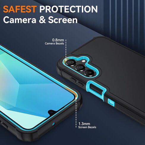 for Samsung Galaxy A16 5G Case : 3-Layer Shockproof Phone Cover with HD Screen Protector,Hybrid Protective Military-Grade Drop Protection for Galaxy A16 5G Phone Case (Black/Black) in Saudi Arabia