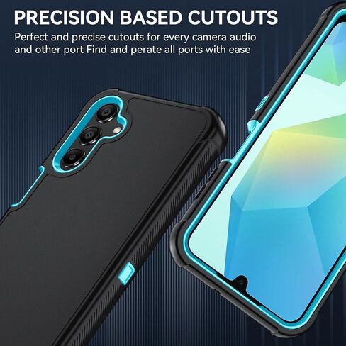 for Samsung Galaxy A16 5G Case : 3-Layer Shockproof Phone Cover with HD Screen Protector,Hybrid Protective Military-Grade Drop Protection for Galaxy A16 5G Phone Case (Black/Black) in Saudi Arabia