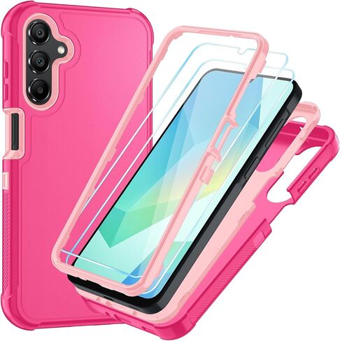 for Samsung Galaxy A16 5G Case : 3-Layer Shockproof Phone Cover with HD Screen Protector,Hybrid Protective Military-Grade Drop Protection for Galaxy A16 5G Phone Case (Black/Black) in Saudi Arabia