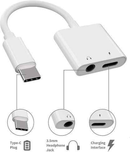 محول USB C الى مقبس 3.5 ملم لسماعة الراس من النوع سي، شريحة محول رقمي تناظري هاي فاي لسامسونج جالكسي الترا زد فليب نوت S10 S9 بلس S20 A80 جوجل بكسل 5/4/3XL متوافق مع ايباد اير 4 برو 2019 2020 AUX in Kuwait