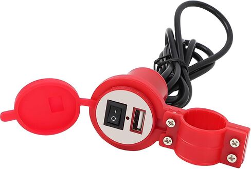 Motorcycle Phone Charger, 12V 1.5A Motorbike Smartphone USB Port Charger with LED Light and ON&Off Switch, Waterproof Scooter Charging Adapter Accessories for GPS, Camera, Cellphone（Black） in Saudi Arabia
