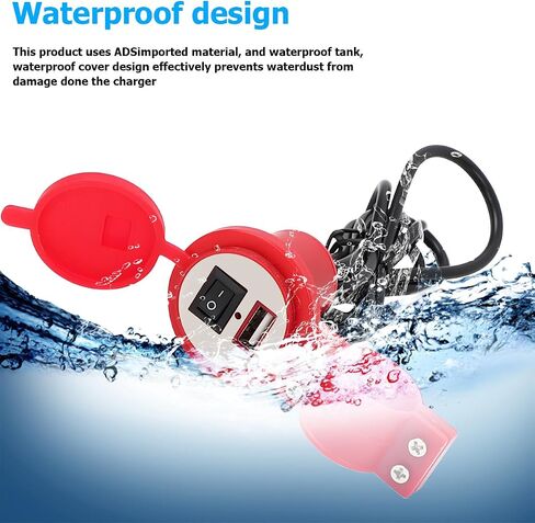 Motorcycle Phone Charger, 12V 1.5A Motorbike Smartphone USB Port Charger with LED Light and ON&Off Switch, Waterproof Scooter Charging Adapter Accessories for GPS, Camera, Cellphone（Black） in Saudi Arabia
