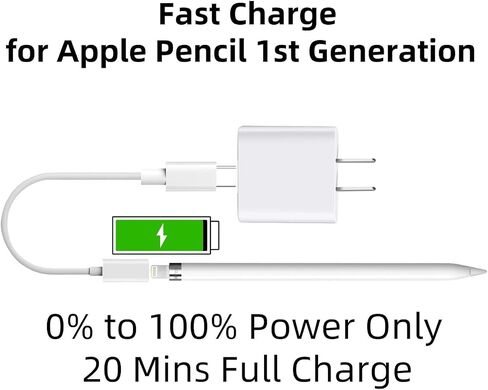 for Apple Pencil Charger 3.3FT 1Pack Apple Pencil 1st Generation | 20 Mins Full Charge for Apple Pencil 1st Generation,USB C Male to Lightning Female in Kuwait