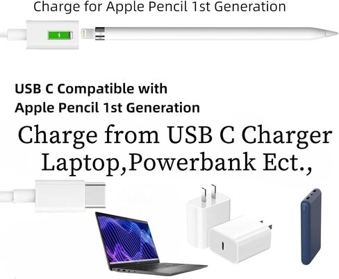 for Apple Pencil Charger 3.3FT 1Pack Apple Pencil 1st Generation | 20 Mins Full Charge for Apple Pencil 1st Generation,USB C Male to Lightning Female in Kuwait