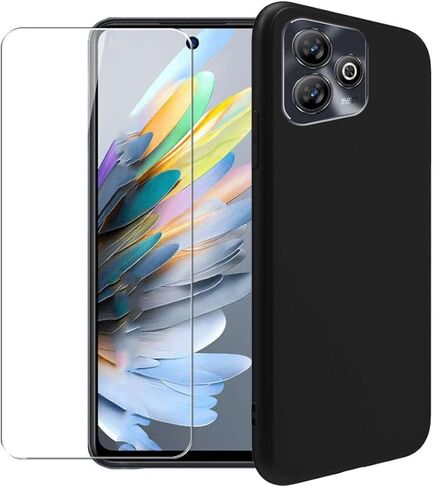 Silicone Case for ZTE Blade A75 4G, Silky-Soft Touch Full-Body Protective Case, Shockproof Bumper Protection Cover with Microfiber Lining (Black) in Kuwait