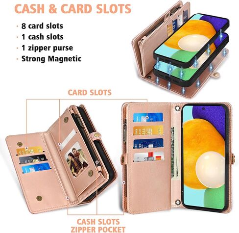 Asuwish Phone Case for Samsung Galaxy A52/A52S 5G SHIPPER WALLET WALLET WALLESTIBLE WATHERSIDE CORPLEST SCREET SCREET SCREETS LANYAR in Saudi Arabia
