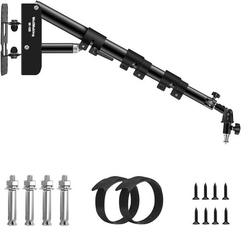 Wellmaking Wall Mount Triangle Boom Arm 53inch/135cm Length Adjustable Support 180° Flexible Rotation, Up to 4.26ft. With Tilt Adapter Light Stand with Standard 1/4 to 3/8 Metal Male Screw Photography in Saudi Arabia