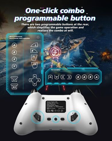 BINBOKPLAY Switch Controller, Wireless Switch Pro Controller for Switch/Lite/OLED, Switch Remote Gamepad with Mecha-Tactile Action Buttons/RGB Light/Map Button/6 Axis/Turbo in Saudi Arabia