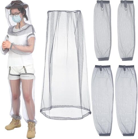 3 Pack Anti Mosquito Netting Suit, Mosquito XL Head Net, Mosquito Arm Sleeves and Leg Sleeves for Outdoor Hunting Fishing Full Body Physical Protection Mosquito Proof Black in Saudi Arabia