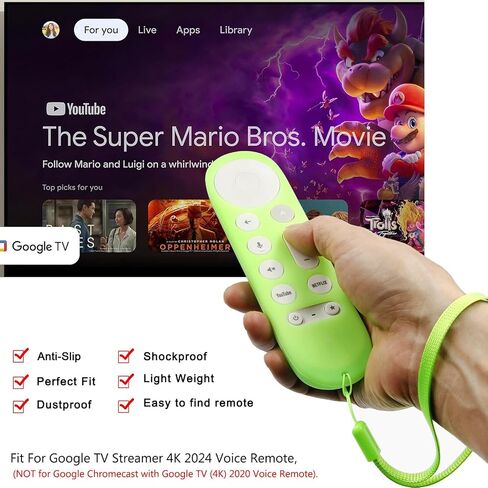 قطعتان من حافظة التحكم عن بعد متوافقة مع جهاز Chromecast مع جهاز التحكم الصوتي Google TV، غطاء سيليكون مضاد للصدمات Pinowu لجهاز التحكم الصوتي Google TV 2020 (فيروزي وأخضر) in Kuwait