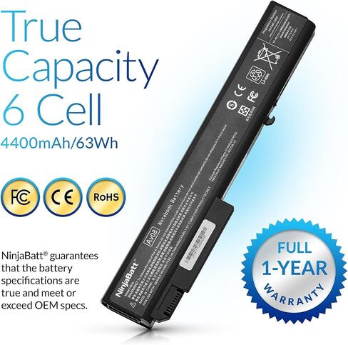 NinjaBatt Battery for HP 8460P 628668-001 8470P 8570P 628666-001 628670-001 6560B CC06 631243-001 CC09 CC06XL 634089-001 634087-001 6465B 6470B 6460B - High Performance [6 Cells/4400mAh/48Wh] in Saudi Arabia