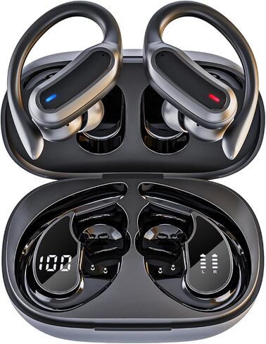 Wireless Earbuds Bluetooth Headphones, Bluetooth 5.3 Stereo over Ear Buds,Noise Cancelling Mic, IP7 Waterproof Headset for Running/Workout - Blue in Saudi Arabia