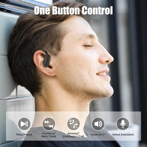 Wireless Earbuds Bluetooth Headphones, Bluetooth 5.3 Stereo over Ear Buds,Noise Cancelling Mic, IP7 Waterproof Headset for Running/Workout - Blue in Saudi Arabia