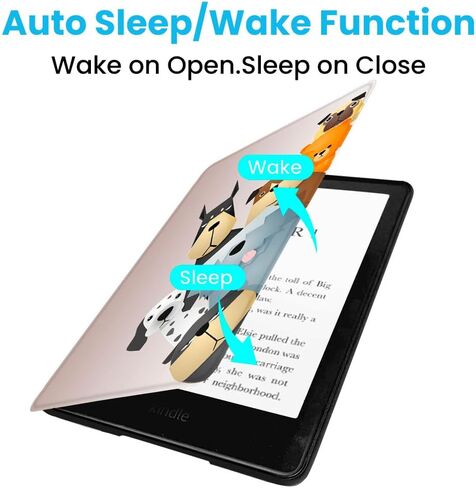حالة من نوع Kindle Paperwhite (7 "، الجيل الثاني عشر ، إصدار 2024) مع حزام يدوي ، جلد بو خفيف الوزن وغطاء خلفي ناعم مع وظيفة الاستيقاظ/النوم التلقائي (أحلام القط) in Kuwait
