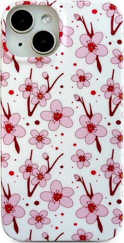 Qokey Compatible for iPhone 15 Case,Cute Clear Flowers Case for Girls Women Shell Pattern Soft Bumper Lightweight Slim Fit TPU Shockproof Phone Case for iPhone 15 6.1",Pink Floral in Saudi Arabia