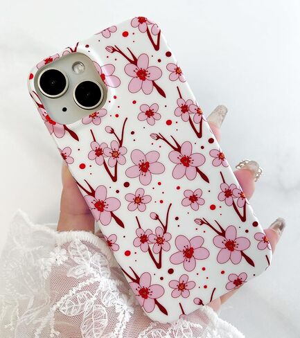 Qokey Compatible for iPhone 15 Case,Cute Clear Flowers Case for Girls Women Shell Pattern Soft Bumper Lightweight Slim Fit TPU Shockproof Phone Case for iPhone 15 6.1",Pink Floral in Saudi Arabia