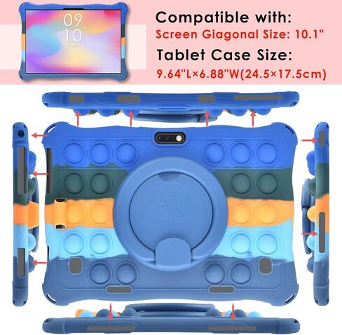 حافظة سيليكون DETUOSI لجهاز Dragon Touch Notepad K10، حافظة واقية متعددة الزوايا لجهاز Hoozo Touch 10 بوصة، YELLYOUTH 10 بوصة، Winsing 10 بوصة، WECOOL 10.1 بوصة، ZONKO 10 بوصة، أزرق داكن مبهر in Saudi Arabia