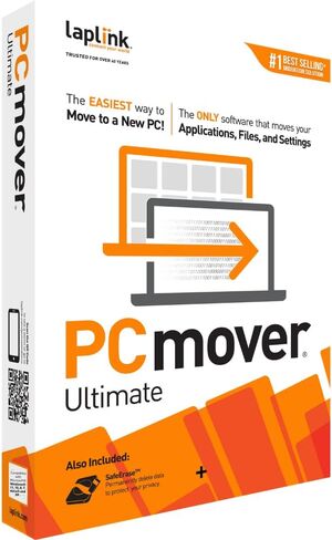 Laplink PCmover Ultimate 11 - Easily Transfer Files to New Computer - Efficient Migration of Applications from Old PC to a New PC - Data Transfer Software - With Optional Ethernet Cable - 1 License in Saudi Arabia