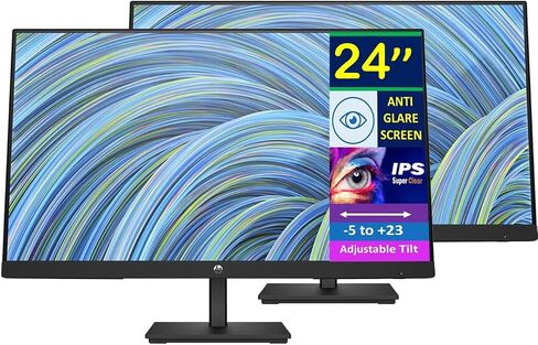 HP 24 inch 1080P Computer Monitor 24" Full HD (1920x1080) 75Hz Anti-Glare Display, AMD FreeSync, HDMI, VGA, Great Brightness in Saudi Arabia