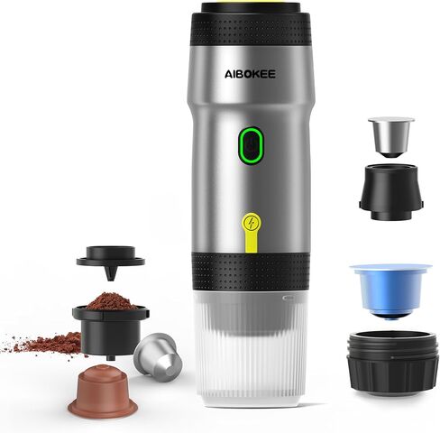 Portable Electric Espresso Machine,Travel Coffee Maker for Camping, Car Coffee Maker Self-Heating with USB-DC,3-in-1 Extraction of 8g Coffee powder,NS and small capsules for RV,Hiking,Office B in Saudi Arabia