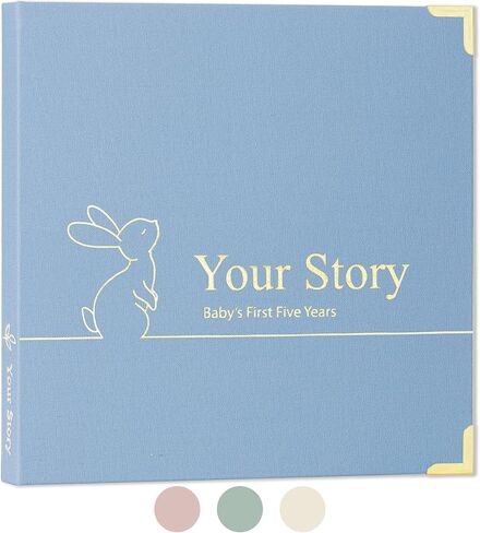Keepsake Baby Memory Book Boy and Girl - Gender Neutral Baby Journal For First 5 Years, Timeless Baby Scrapbook Journal Milestones Baby Photo Album, Gender Reveal Gifts New Parents - Olive Green in Saudi Arabia