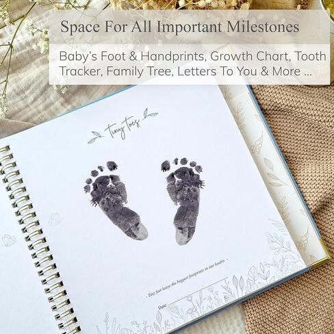 Keepsake Baby Memory Book Boy and Girl - Gender Neutral Baby Journal For First 5 Years, Timeless Baby Scrapbook Journal Milestones Baby Photo Album, Gender Reveal Gifts New Parents - Olive Green in Saudi Arabia