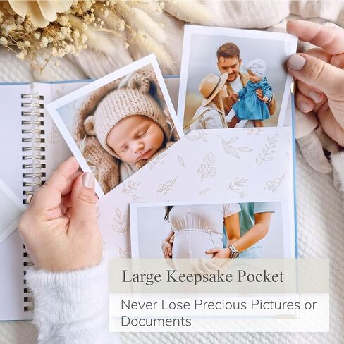 Keepsake Baby Memory Book Boy and Girl - Gender Neutral Baby Journal For First 5 Years, Timeless Baby Scrapbook Journal Milestones Baby Photo Album, Gender Reveal Gifts New Parents - Olive Green in Saudi Arabia