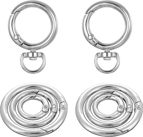 Key Rings Carabiner Key Ring O Rings Clip Keychain, Metal Spring Round Carabiner Purse Wrist Strap Closure Shoulder Bag Chain Rings Clip Spring Key Ring Buckle for Keychains, Purse, Bag, Handbag in Saudi Arabia