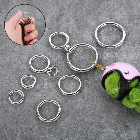 Key Rings Carabiner Key Ring O Rings Clip Keychain, Metal Spring Round Carabiner Purse Wrist Strap Closure Shoulder Bag Chain Rings Clip Spring Key Ring Buckle for Keychains, Purse, Bag, Handbag in Saudi Arabia