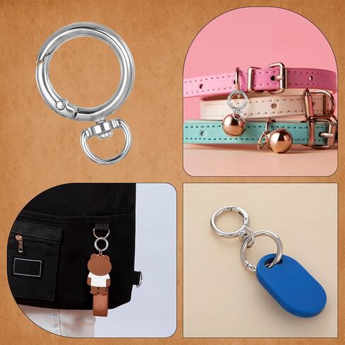 Key Rings Carabiner Key Ring O Rings Clip Keychain, Metal Spring Round Carabiner Purse Wrist Strap Closure Shoulder Bag Chain Rings Clip Spring Key Ring Buckle for Keychains, Purse, Bag, Handbag in Saudi Arabia