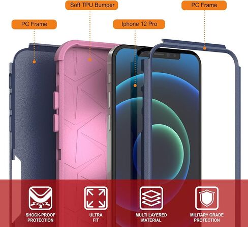Punkcase for iPhone 12 Pro Belt Clip Holster Case [Series Patron] 4-1 غطاء هاتف متعدد ووقائي متعدد الطبقات مع Kickstand المتكامل لـ iPhone 12 Pro (6.1 ") (2020) [Mint] in Kuwait