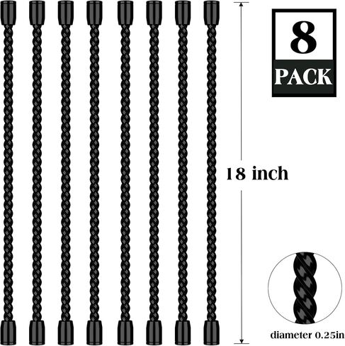 8PCS 4-Inch Silicone Cable Ties, Bendable Rubber Twist Ties, Reusable Twist Ties for Cords, Black Twist Ties for Organizing, Bundling (Black) in Saudi Arabia