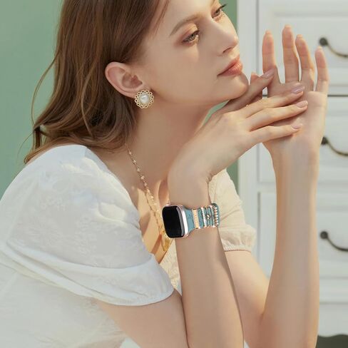 Charm+Band for Apple Watch Bands 40mm 41mm 38mm 44mm 45mm 46mm 42mm Women Men,Floral Engraved Silicone Sport Band+Decorative Ring Loops for iWatch Series 10 9 8 7 6 5 4 3 SE Ultra/2 49mm,Jewelry Strap in Saudi Arabia