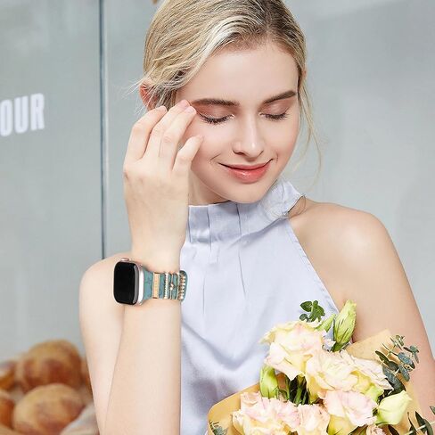 Charm+Band for Apple Watch Bands 40mm 41mm 38mm 44mm 45mm 46mm 42mm Women Men,Floral Engraved Silicone Sport Band+Decorative Ring Loops for iWatch Series 10 9 8 7 6 5 4 3 SE Ultra/2 49mm,Jewelry Strap in Saudi Arabia