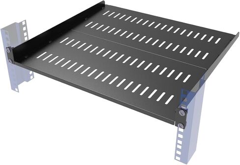 JINGCHENGMEI 2 PCS 1U Vented Server Rack Shelf, 14-17in Deep Adjustable Universal Cantilever Rack Mount Tray for 19 Inch Networking Equipments Rack Enclosure, Black (2, 1U14In) in Saudi Arabia