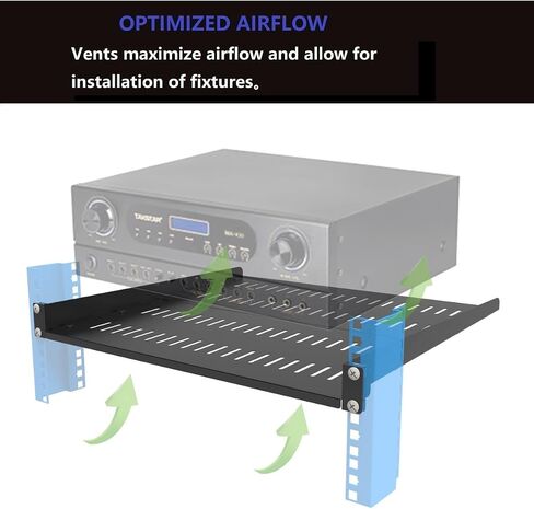 JINGCHENGMEI 2 PCS 1U Vented Server Rack Shelf, 14-17in Deep Adjustable Universal Cantilever Rack Mount Tray for 19 Inch Networking Equipments Rack Enclosure, Black (2, 1U14In) in Saudi Arabia