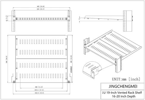 JINGCHENGMEI 2 PCS 1U Vented Server Rack Shelf, 14-17in Deep Adjustable Universal Cantilever Rack Mount Tray for 19 Inch Networking Equipments Rack Enclosure, Black (2, 1U14In) in Saudi Arabia