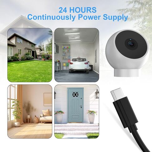 10M/33ft USB C كابل تمديد الطاقة متوافق مع Xiaomi Mi Camera 2K Eufy CAM C210 S350 CCTV حلقة أمان كاميرا أمان إضافية USB طويلة إلى USBC كابل تمديد كاميرات الأمان الأبيض in Kuwait