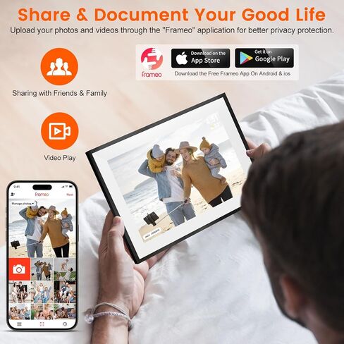 Frameo Digital Picture Frame, 1280x800 HD IPS Touch Screen, 10.1 Inch Smart WiFi Electronic Picture Frame, 32GB Memory, Digital Photo Frame Load Picture Video via Frameo App in Saudi Arabia