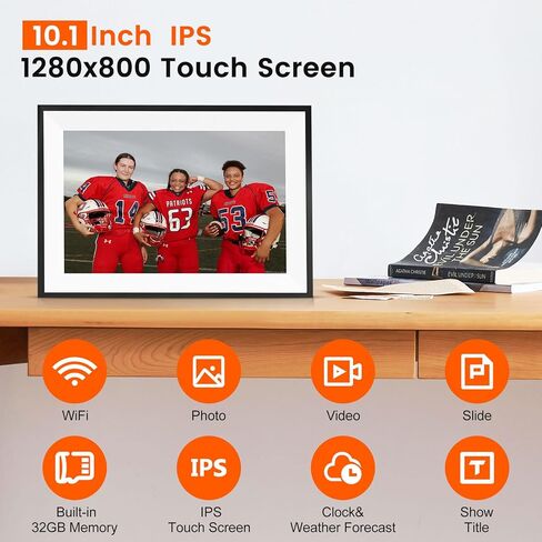 Frameo Digital Picture Frame, 1280x800 HD IPS Touch Screen, 10.1 Inch Smart WiFi Electronic Picture Frame, 32GB Memory, Digital Photo Frame Load Picture Video via Frameo App in Saudi Arabia
