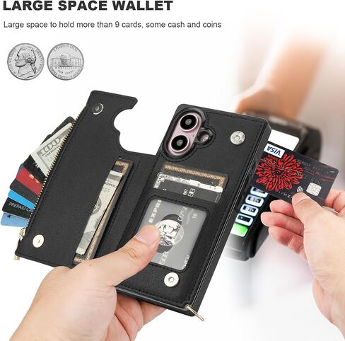 Bocasal Crossbody Wallet Case for iPhone 16 with RFID Blocking Card Slot Holder, Magnetic Flip Folio Purse Case, PU Leather Zipper Handbag with Detachable Lanyard Strap 6.1 Inch 5G (Purple) in Saudi Arabia