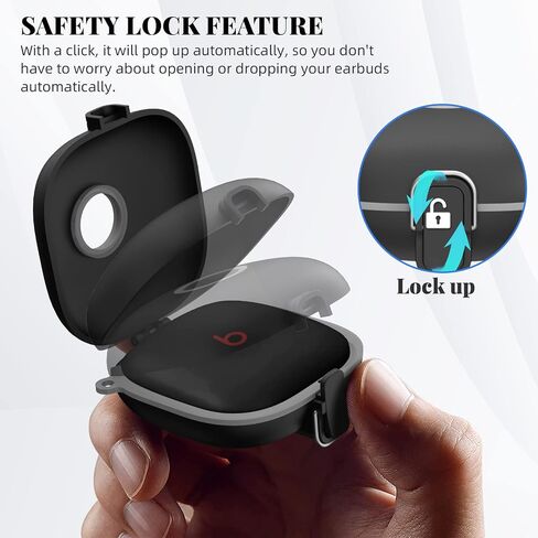 [ترقية قفل آمن] حافظة لهاتف Beats Fit Pro 2021، غطاء واقٍ ممتص للصدمات WOFRO غطاء صلب من مادة TPU مع حبل / سلسلة مفاتيح مضادة للفقدان [نقرة واحدة] (أحمر) in Kuwait