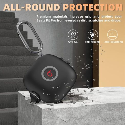[ترقية قفل آمن] حافظة لهاتف Beats Fit Pro 2021، غطاء واقٍ ممتص للصدمات WOFRO غطاء صلب من مادة TPU مع حبل / سلسلة مفاتيح مضادة للفقدان [نقرة واحدة] (أحمر) in Kuwait