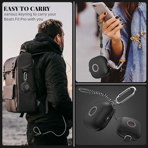 [ترقية قفل آمن] حافظة لهاتف Beats Fit Pro 2021، غطاء واقٍ ممتص للصدمات WOFRO غطاء صلب من مادة TPU مع حبل / سلسلة مفاتيح مضادة للفقدان [نقرة واحدة] (أحمر) in Kuwait