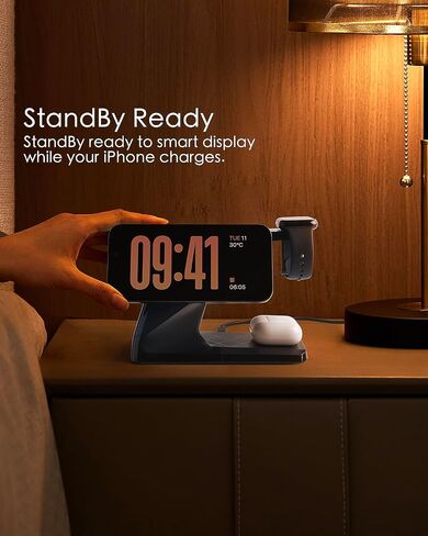 3 in 1 Charging Station for Apple Devices, Mag-Safe Charger Stand, Wireless Charger for iPhone 16/15/14/13/12 Series,& AirPods,& iWatch in Saudi Arabia